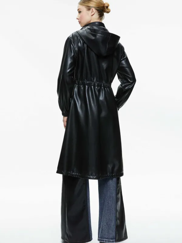 Alice and Olivia Simson Vegan Leather Windbreaker-Women Jackets + Coats