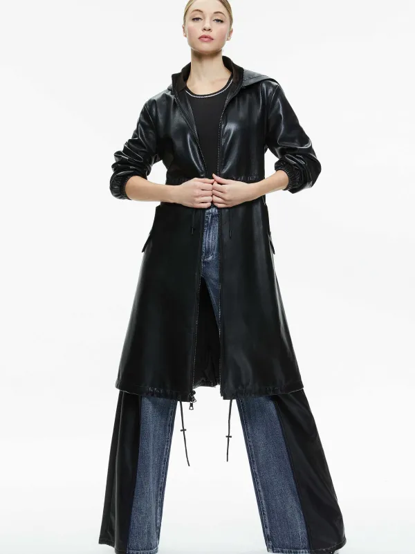 Alice and Olivia Simson Vegan Leather Windbreaker-Women Jackets + Coats