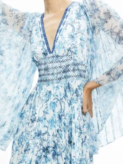 Alice and Olivia Sion Sunburst Pleated Maxi Dress-Women Dresses