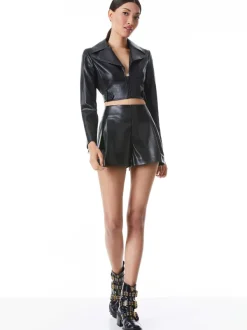 Alice and Olivia Steffie Vegan Leather Short-Women Shorts
