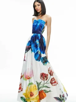 Alice and Olivia Stella Strapless Gown-Women Dresses