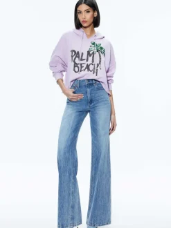 Alice and Olivia Sunny Boxy Cropped Hoodie-Women Sweaters