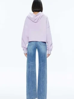 Alice and Olivia Sunny Boxy Cropped Hoodie-Women Sweaters