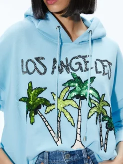 Alice and Olivia Sunny Boxy Cropped Hoodie-Women Sweaters