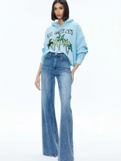 Alice and Olivia Sunny Boxy Cropped Hoodie-Women Sweaters