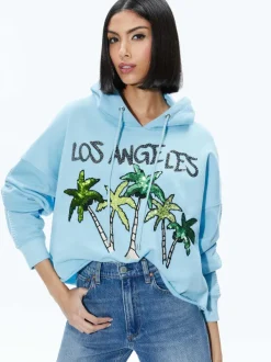 Alice and Olivia Sunny Boxy Cropped Hoodie-Women Sweaters