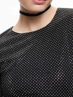 Alice and Olivia Taeyn Embellished Crew Neck Bodysuit-Women Tops