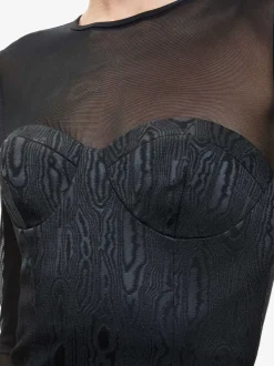 Alice and Olivia Takako Mesh Crew Neck Mini Dress-Women Dresses