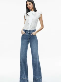 Alice and Olivia Talulah Ruffled Lace Blouse-Women Tops