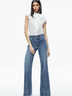 Alice and Olivia Talulah Ruffled Lace Blouse-Women Tops