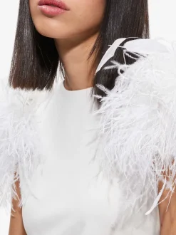 Alice and Olivia Tamica Feather Detail Top-Women Tops