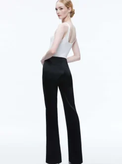Alice and Olivia Teeny Satin Bootcut Pant-Women Pants