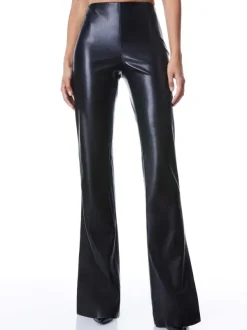 Alice and Olivia Teeny Vegan Leather Side Slit Pant-Women Pants