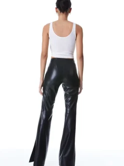 Alice and Olivia Teeny Vegan Leather Side Slit Pant-Women Pants