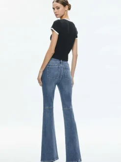 Alice and Olivia Tess Ribbed Baby Tee-Women Tops