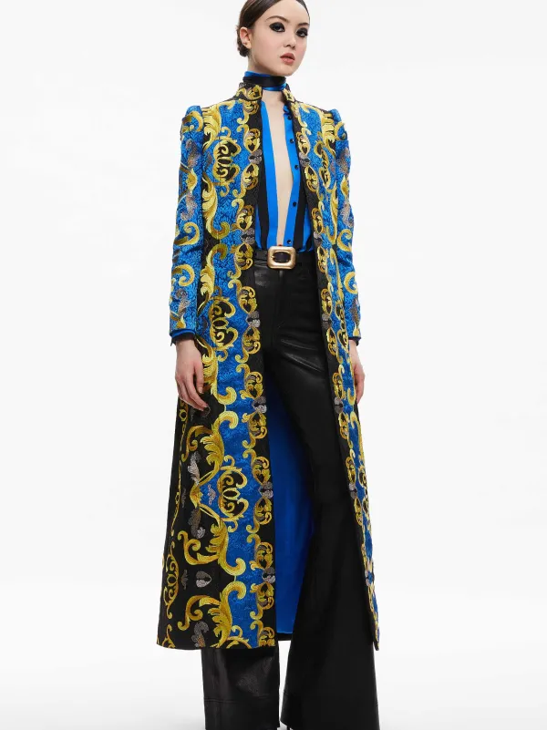 Alice and Olivia Thomas Embroidered Maxi Coat-Women Jackets + Coats