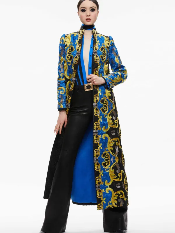 Alice and Olivia Thomas Embroidered Maxi Coat-Women Jackets + Coats