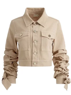 Alice and Olivia Tiff Denim Jacket With Bow Sleeve-Women Jackets + Coats