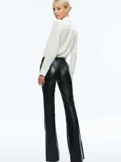 Alice and Olivia Tina Vegan Leather Split Hem Pant-Women Pants