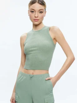 Alice and Olivia Tonita Ribbed Tank-Women Tops