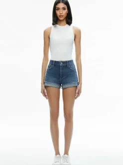 Alice and Olivia Trish Low Rise Baggy Short With Raw Hem-Women Shorts