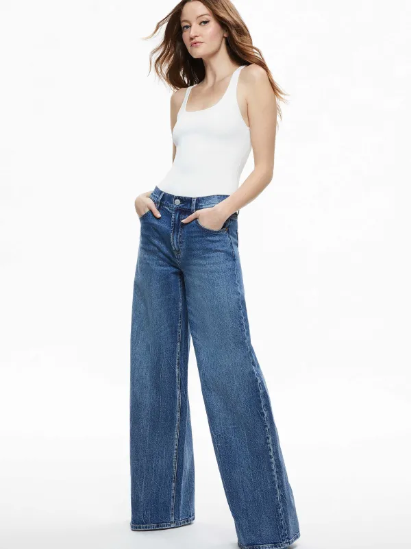 Alice and Olivia Trish Mid Rise Baggy Jean-Women Pants