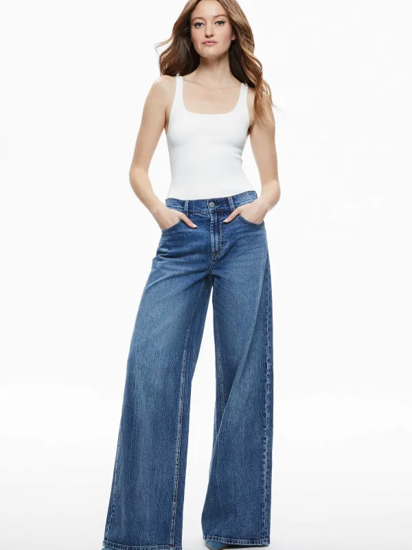 Alice and Olivia Trish Mid Rise Baggy Jean-Women Pants
