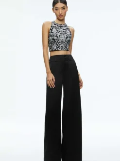 Alice and Olivia Tru Racer Back Fitted Crop Top-Women Tops