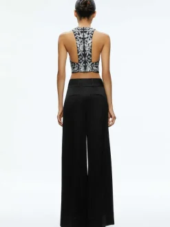 Alice and Olivia Tru Racer Back Fitted Crop Top-Women Tops