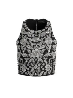 Alice and Olivia Tru Racer Back Fitted Crop Top-Women Tops