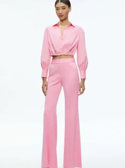 Alice and Olivia Trudy Cropped Button Down-Women Tops