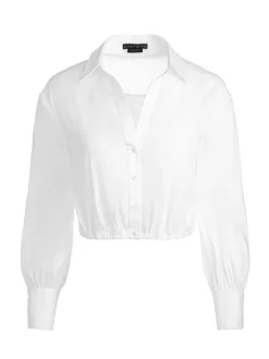 Alice and Olivia Trudy Cropped Button Down-Women Tops