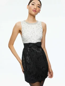 Alice and Olivia True Embellished Bodice Mini Dress-Women Dresses