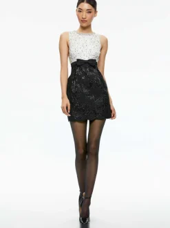 Alice and Olivia True Embellished Bodice Mini Dress-Women Dresses