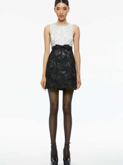Alice and Olivia True Embellished Bodice Mini Dress-Women Dresses