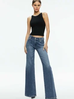 Alice and Olivia Val Crystal Fringe Cutout Tank-Women Tops