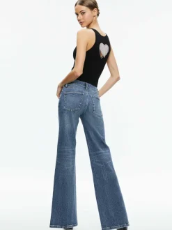 Alice and Olivia Val Crystal Fringe Cutout Tank-Women Tops