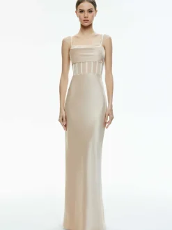 Alice and Olivia Valentina Draped Corset Maxi Dress-Women Dresses