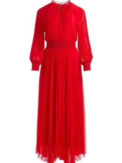 Alice and Olivia Vernia Blouson Sleeve Pleated Maxi Dress-Women Dresses
