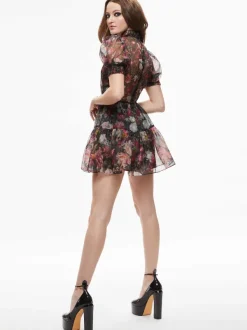 Alice and Olivia Vernita Puff Sleeve Mini Dress-Women Dresses