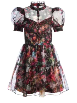 Alice and Olivia Vernita Puff Sleeve Mini Dress-Women Dresses