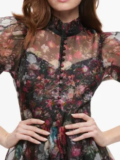 Alice and Olivia Vernita Puff Sleeve Mini Dress-Women Dresses