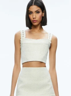 Alice and Olivia Vicenta Embellished Structured Corset + Ecenia Mini Skirt-Women Matching Sets
