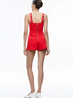 Alice and Olivia Vita Denim Romper-Women Jumpsuits