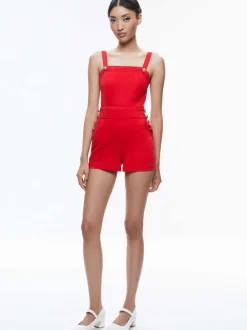 Alice and Olivia Vita Denim Romper-Women Jumpsuits