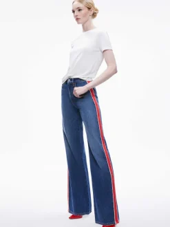 Alice and Olivia Weezy Side Stripe Jean-Women Pants