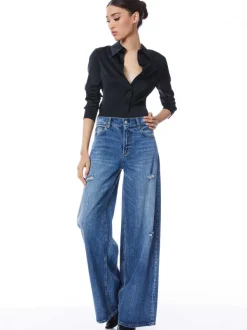 Alice and Olivia Willa Fitted Placket Top-Women Tops