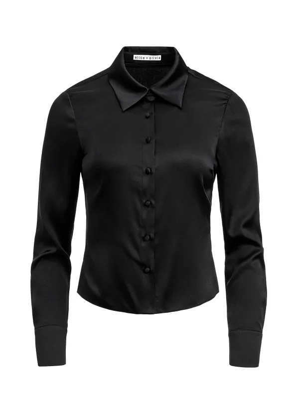 Alice and Olivia Willa Fitted Placket Top-Women Tops