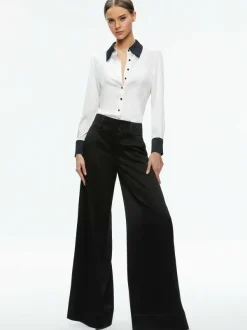 Alice and Olivia Willa Fitted Placket Top-Women Tops