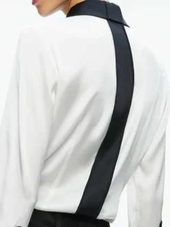 Alice and Olivia Willa Fitted Placket Top-Women Tops